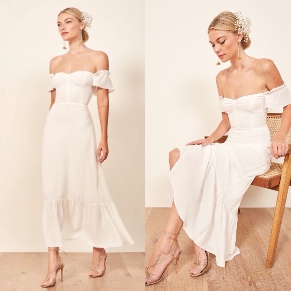 Reformation Dresses & Skirts - Reformation butterfly off shoulder midi dress FINAL PRICE NO OFFER CONSIDERED